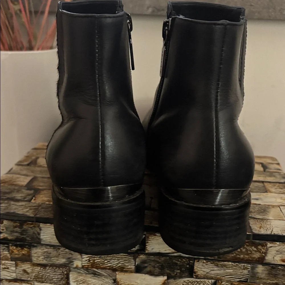 BLONDO (7W) AquaProtect Black Leather Ankle Booties Cowhair Waterproof Zipper - Picture 7 of 16